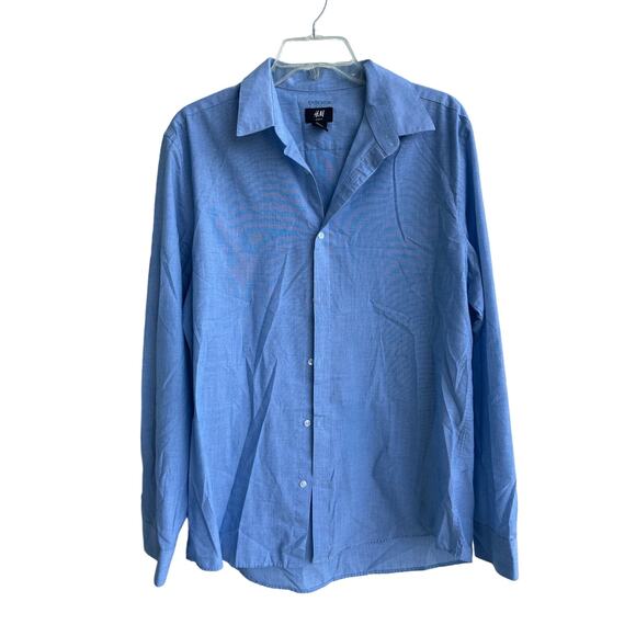 H&M Men's Blue Slim Fit Dress Shirt Large - Picture 1 of 8